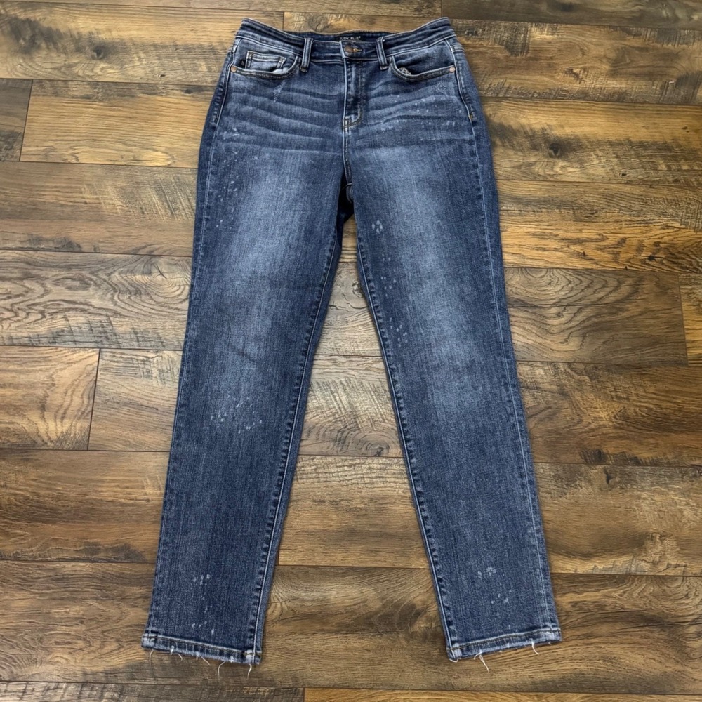 Judy Blue Boyfriend Fit Jeans Womens 7/28 Dark Wash Mid Rise Stretch Denim